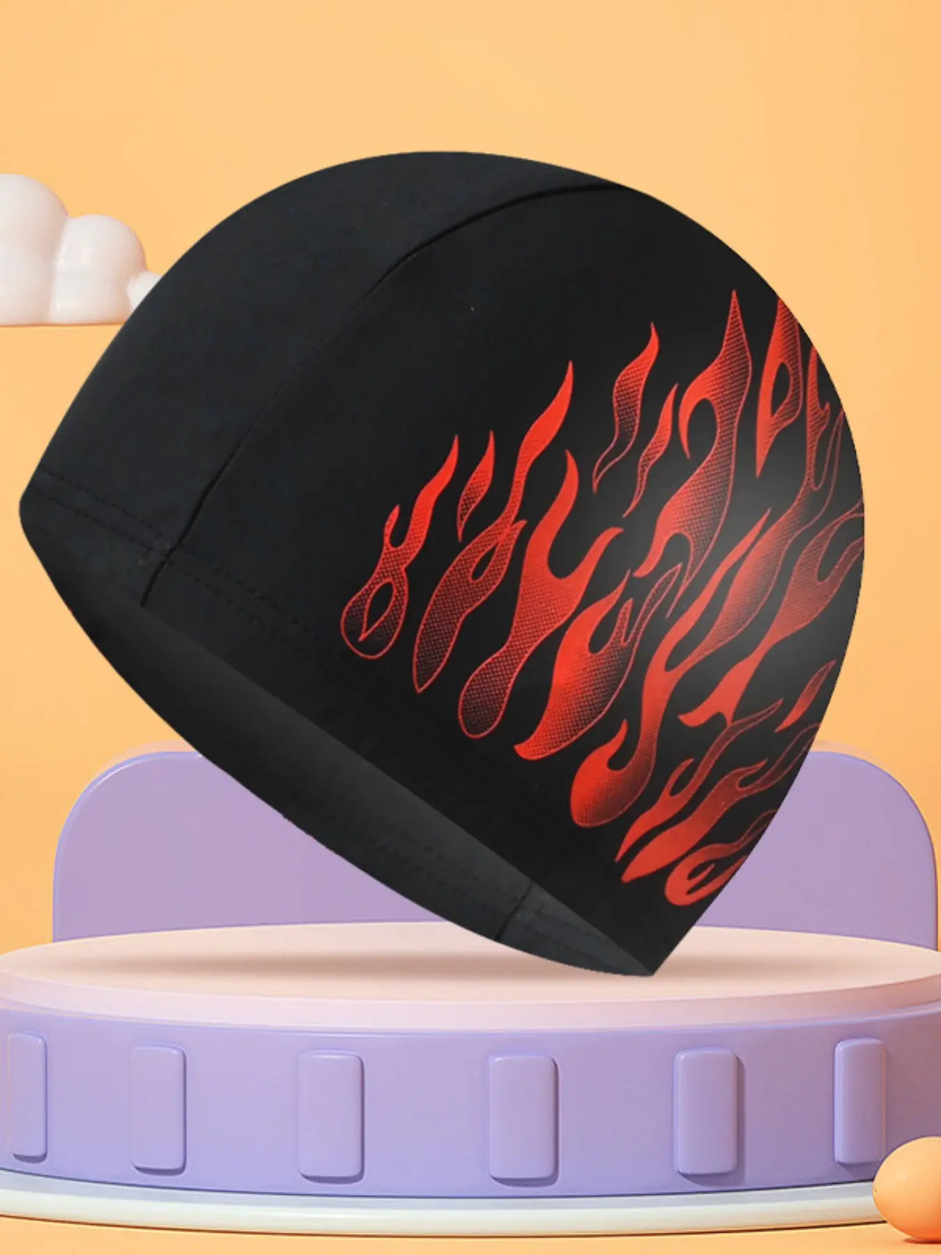 Fashion Flame Large Swim Cap for Men, Breathable Ear Protection, Comfortable Headband, Ideal for Swimming, Stylish and Functional