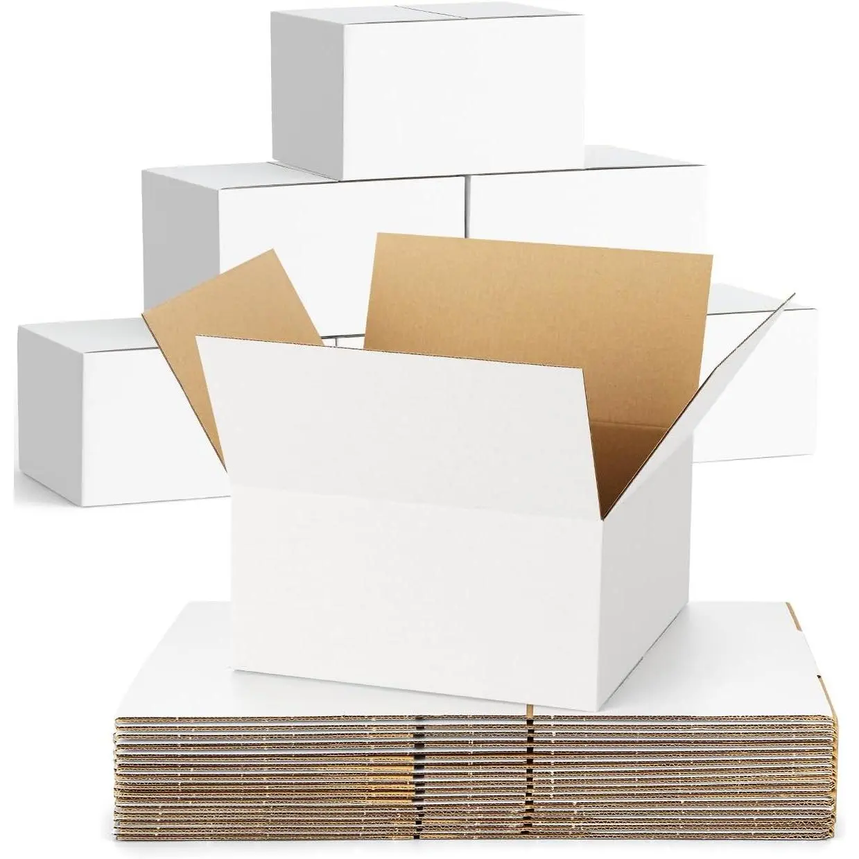 40 Pack 8x8x4 Small Shipping Boxes, Corrugated Cardboard Packaging Boxes for Small Business, White Durable Mailing Mailer Boxes for Shipping Packaging