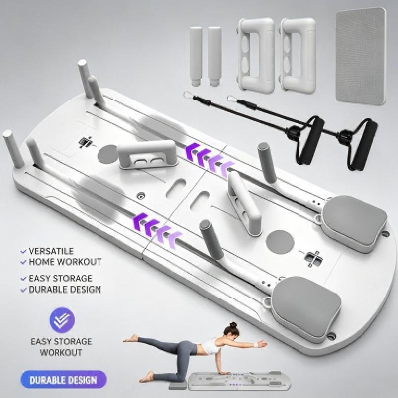 Portable Folding Fitness Board with Resistance Bands, Quiet Slide Track Training Board for Home, Yoga & Daily Exercise Portable Foldable Electric Scooter neon black scooter