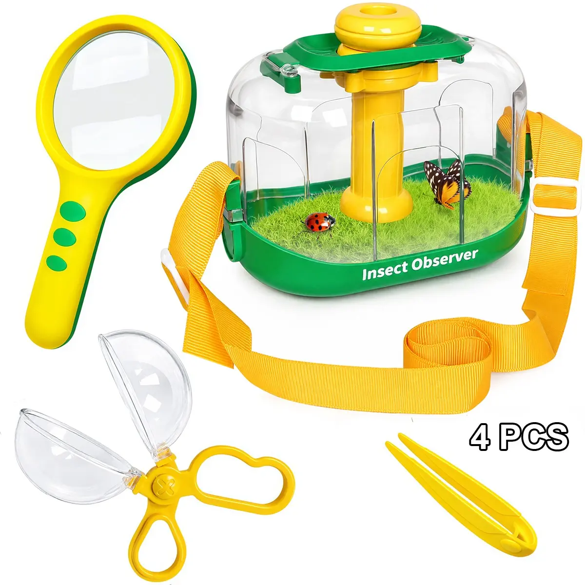 4PC Outdoor Exploration Kit, Includes Insect Observation Box, Kids Magnifier, Tweezers, Bug Catcher, Stem Educational Toy, Ideal Birthday Gift, Outdoor toy, Garden toy, Holiday essential, Insect Observer