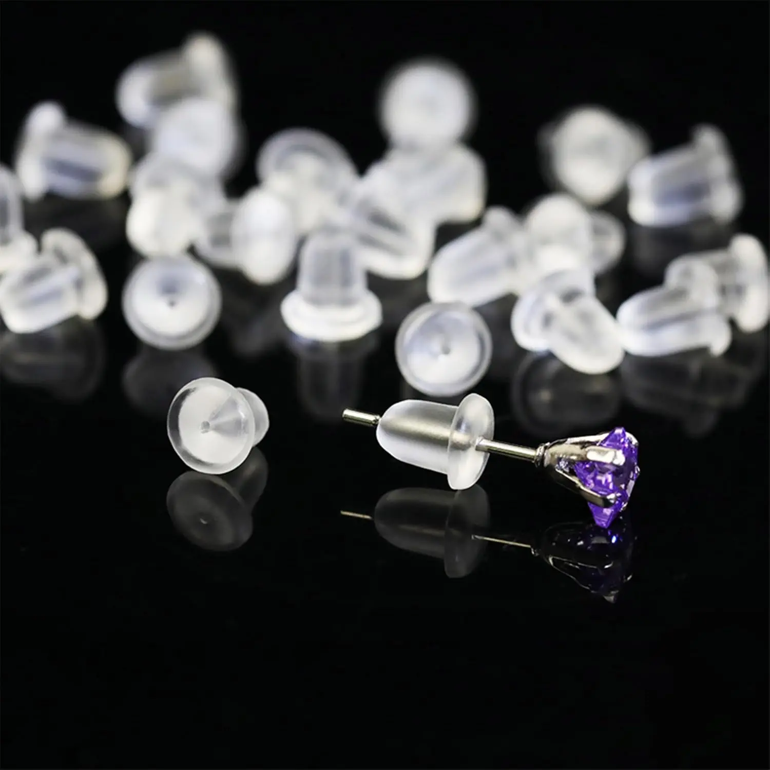 Earring Backs, 200 count Clear  Stoppers for Stud, , Hoop, Fishhook Earrings