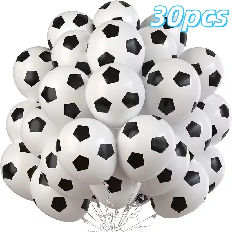 30pcs Theme Party Decorations, Durable Latex Sports Balloons, Soccer Balloons for Birthday, Euro Cup, Summer Parties, Halloween, Christmas
