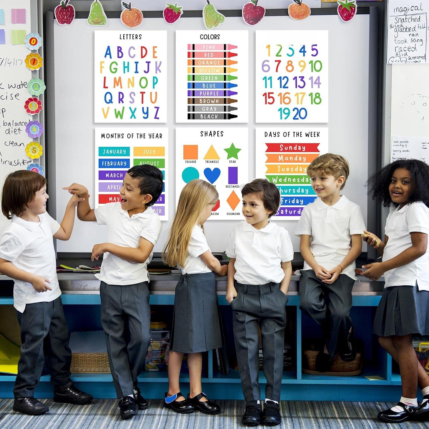 Educational  Learning Posters,Alphabet ABC Posters for  Classroom Playroom Wall Art Decor,Counting Chart for , Learning Poster for   Homeschool Supplies