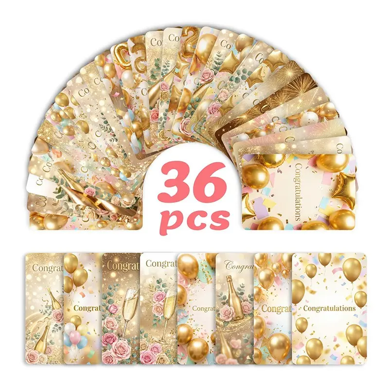 36 Greeting Cards, 2.36x3.5 Inch, Luxury Sparkle, Business Office Celebration, Wedding Birthday Party Invitations, Gift Packaging Decor