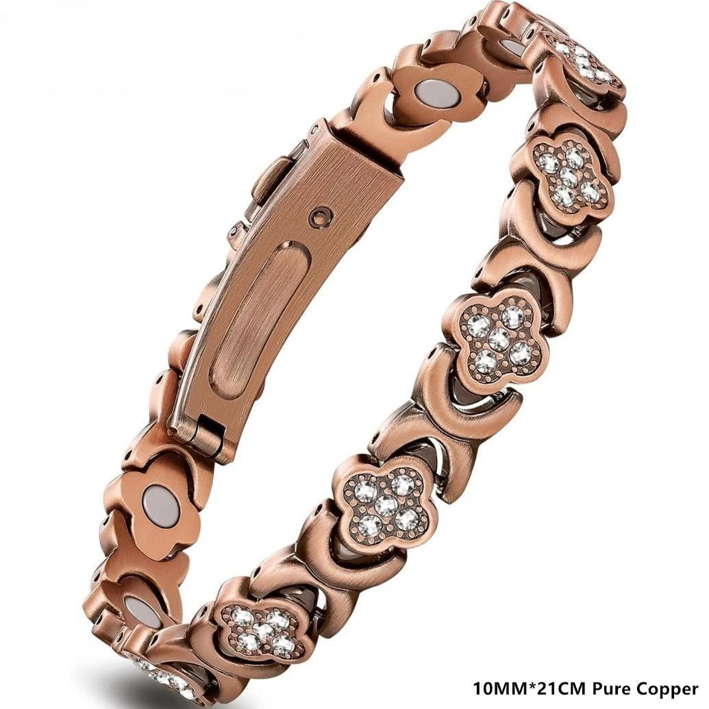 Aurelia Crest Luck & Love Infinite Clover Bracelet for Women | Pure Copper Magnetic Bracelet Titanium Steel Jewelry Gift 10MM Adjustable  2️⃣