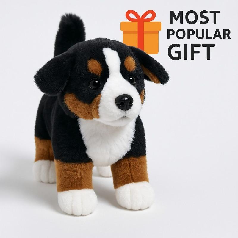 Realistic Bernese Mountain Dog Puppy Plush Toy Soft Fluffy Stuffed Animal for Home Sofa Desktop Decor Cozy Room Ideal Gift Girls