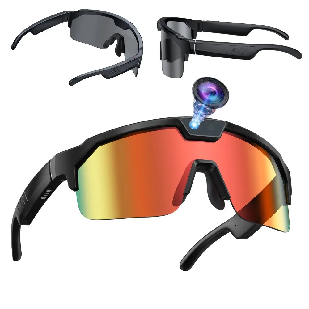 Sport Smart Glasses with 8MP Camera, 4GB Memory Build-in(No TF Card Need),Hands-Free Video Recording , ABS+PC Frame,270Mah Battery, Bluetooth Call ,Music Playback,AI Translation(139 Languages), AI Image Recognition