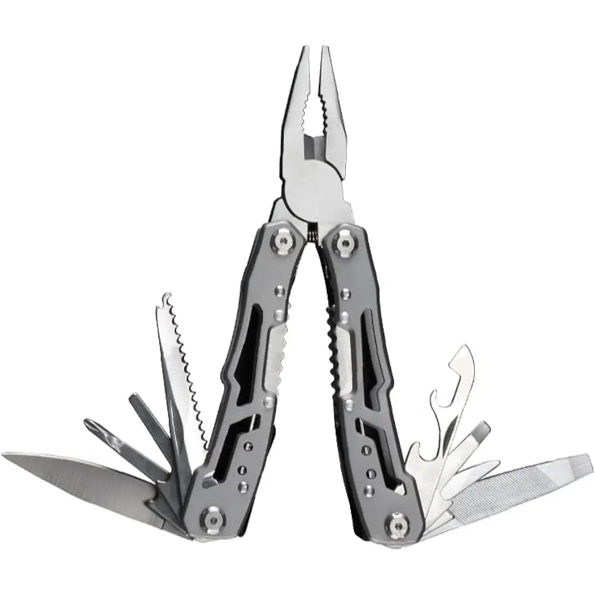 12-in-1 Multitool Pliers with Pocket Clip, Heavy Duty Stainless Steel Spring-Action Multi-Tool for Camping, Hiking, Survival & Home Repair - All-in-One EDC Gear Gift for Men