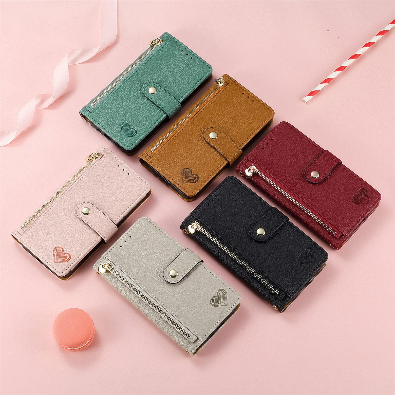 Lychee Texture Zipper Wallet Case with Detachable Strap| [Color] For phone  11 12 13 14 15 16 17
