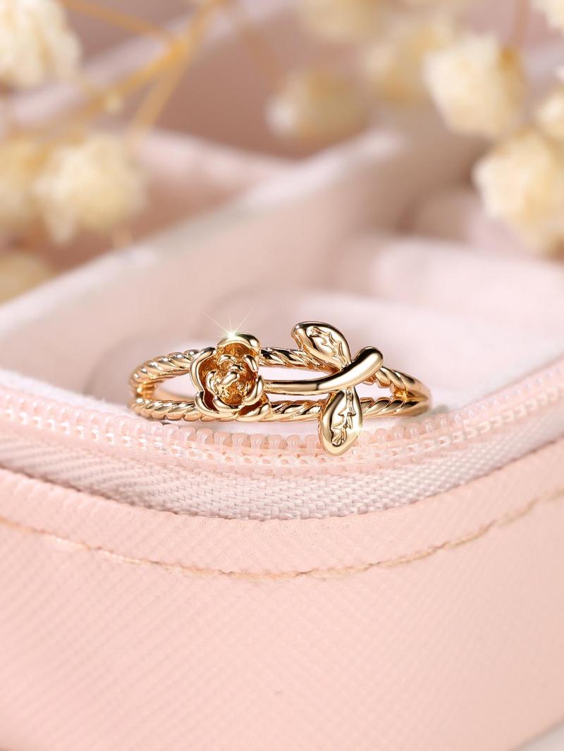 2024 Summer Women's Vintage Rose Design Promise Ring, Trendy All-match Ring for Daily Decoration, Fashion Exquisite Jewelry for Women As Birthday Gift, Valentine's Day, Gift, Statement Rings