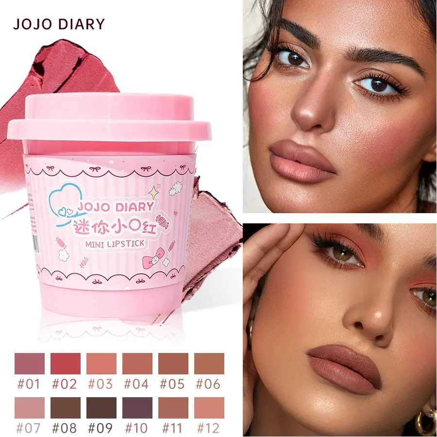 Mini Candy 12-Piece Matte Lipstick Set, Long-Lasting Waterproof, Multifunctional Blush & Lipstick, Perfect Gift for Women, Lip Care