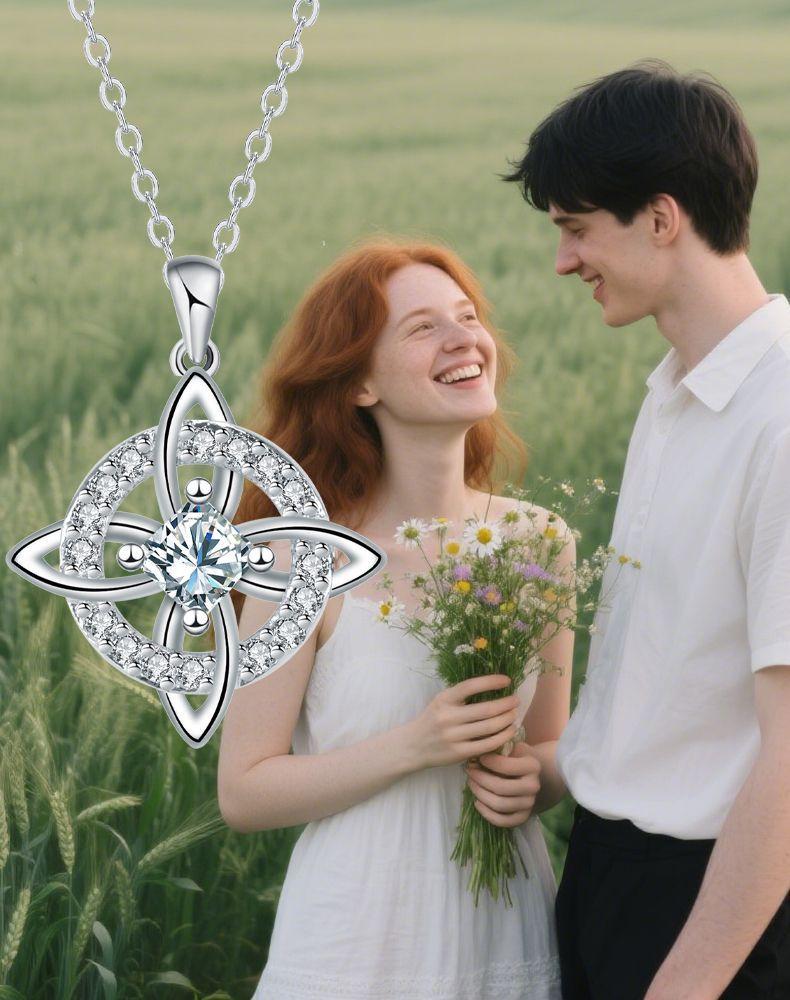 Witch Knot Cubic zirconia necklace, Hecate Goddess, Celtic knot design, Goddess jewelry, amulet necklace, copper necklace, set with artificial gemstone cubic zirconia, fashionable jewelry accessory, ladies' gift