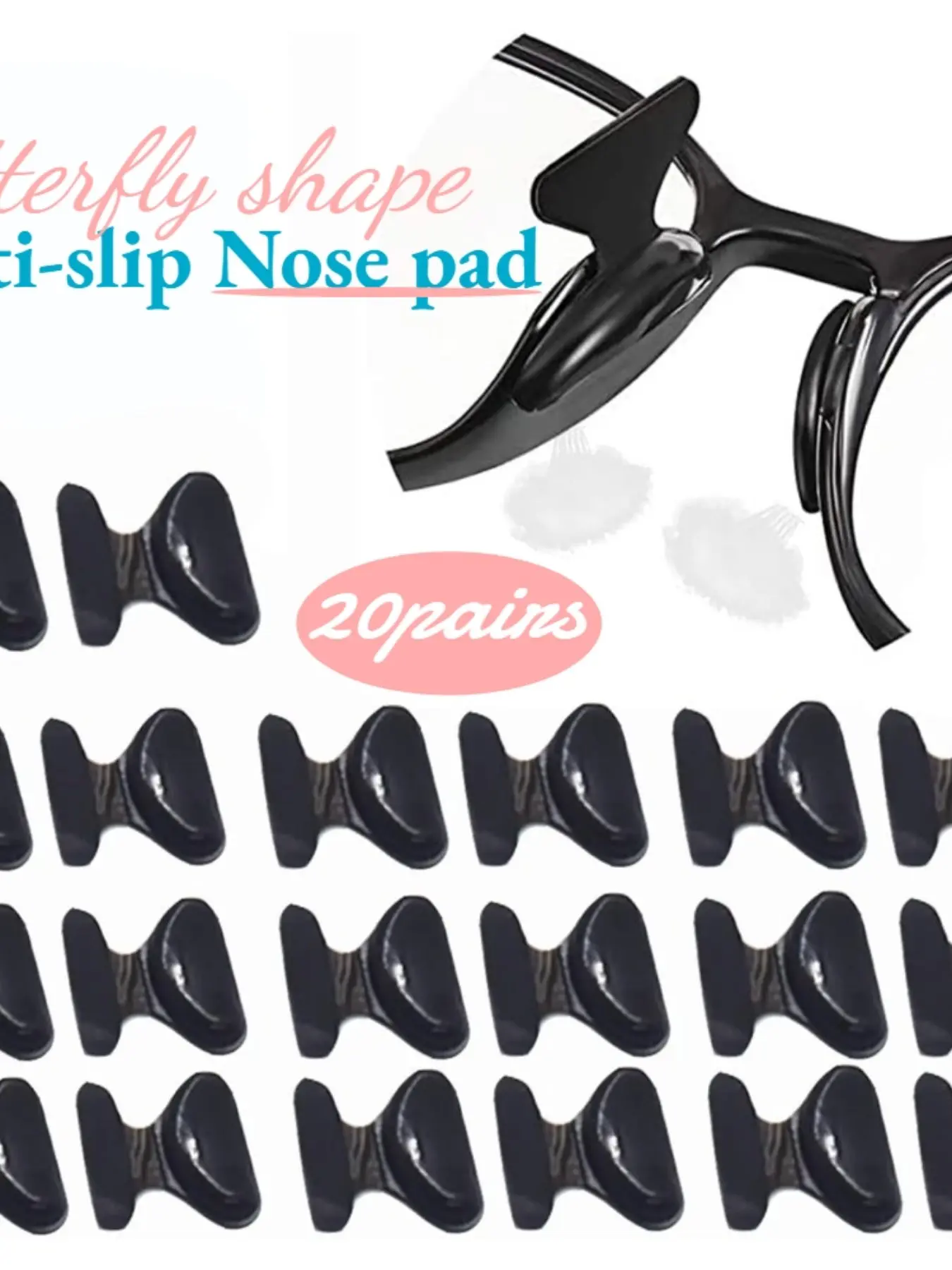 20 pairs butterfly shaped anti slip nose pad frame glasses self-adhesive height increasing and pressure reducing nose pad accessories, soft and adhesive anti indentation butterfly nose pad pads, glasses care accessories for both men and women