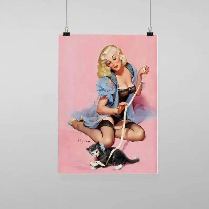 Pin Up Girl Sexy - Vintage Reproduction Wall Art Decro Decor Poster Print Any size