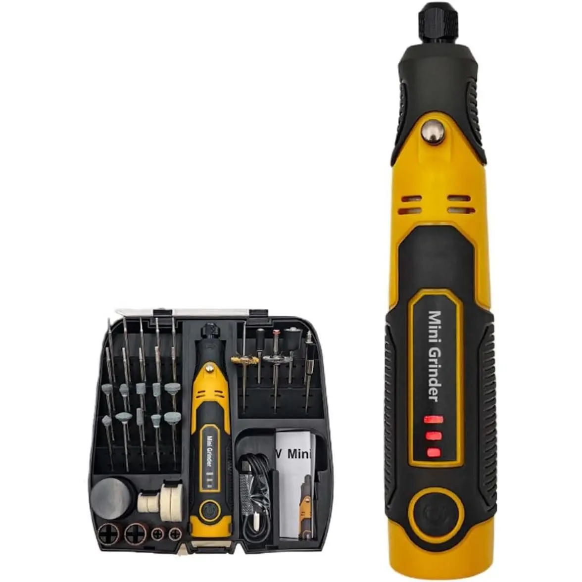 Wireless Handheld Electric Engraving Pen Set - 3 Speeds, 15000r/min, 130 Hours Battery Life, 2.35/3.2mm Each Chuck, 58 Bits, 1 Milling Cutter, 10 Green Heads, 20 Grinding Wheel Cutting Discs for Wood Engraving, Stone Carving, Polishing