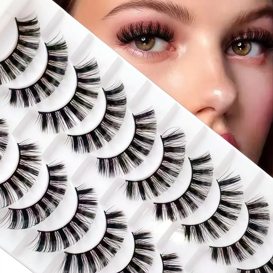 10 Pairs Russian Curl False Eyelashes, Comfortable Soft Volume Long Lashes, European and American Style, Perfect for Daily Use