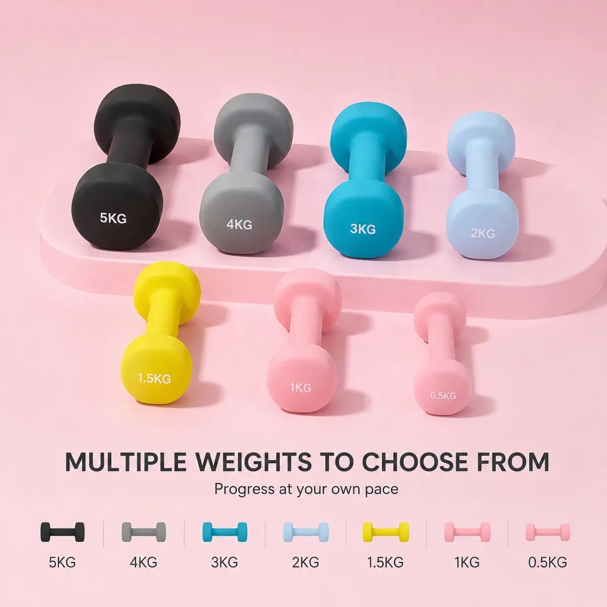 Unisex Hexagonal Neoprene-Covered Dumbbells - Solid Cast Iron Core, Non-Slip Design, Home Gym Equipment for Resistance Training & Home Workouts, Home Workout Gear, Dumbbell Weights