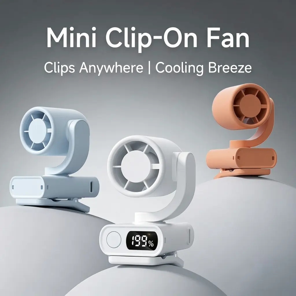 ortable Mini Clip On Fan, Hands Free Wearable Personal Cooling Fan, Rechargeable 360° Adjustable Fan for Travel, Outdoor, Office, Camping & Summer