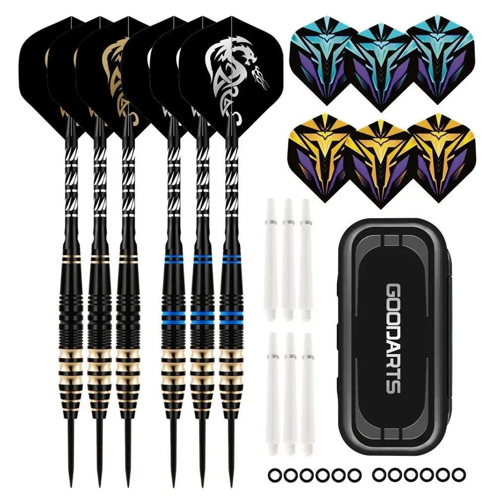 6pcs Set Professional Tungsten Steel Needle Tip Darts, 22g 165mm Length, Includes Storage Box, Sports Steel Shafts Flights Tip, Darts Sets