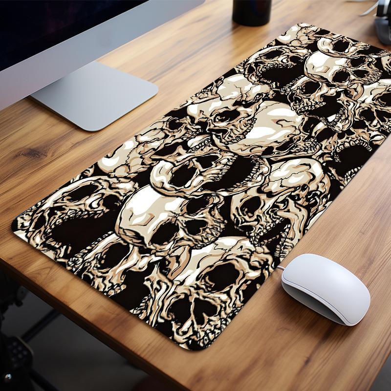 Creative Skull Pattern Large Gaming Mouse Pad, Non-slip Rubber Base Stitched Edge Desk Pad for Desk Laptop Desktop, Gaming Accessories for Home Office Game for Friends Women, Office Desk Accessories, Halloween, Gaming Desk Accessory