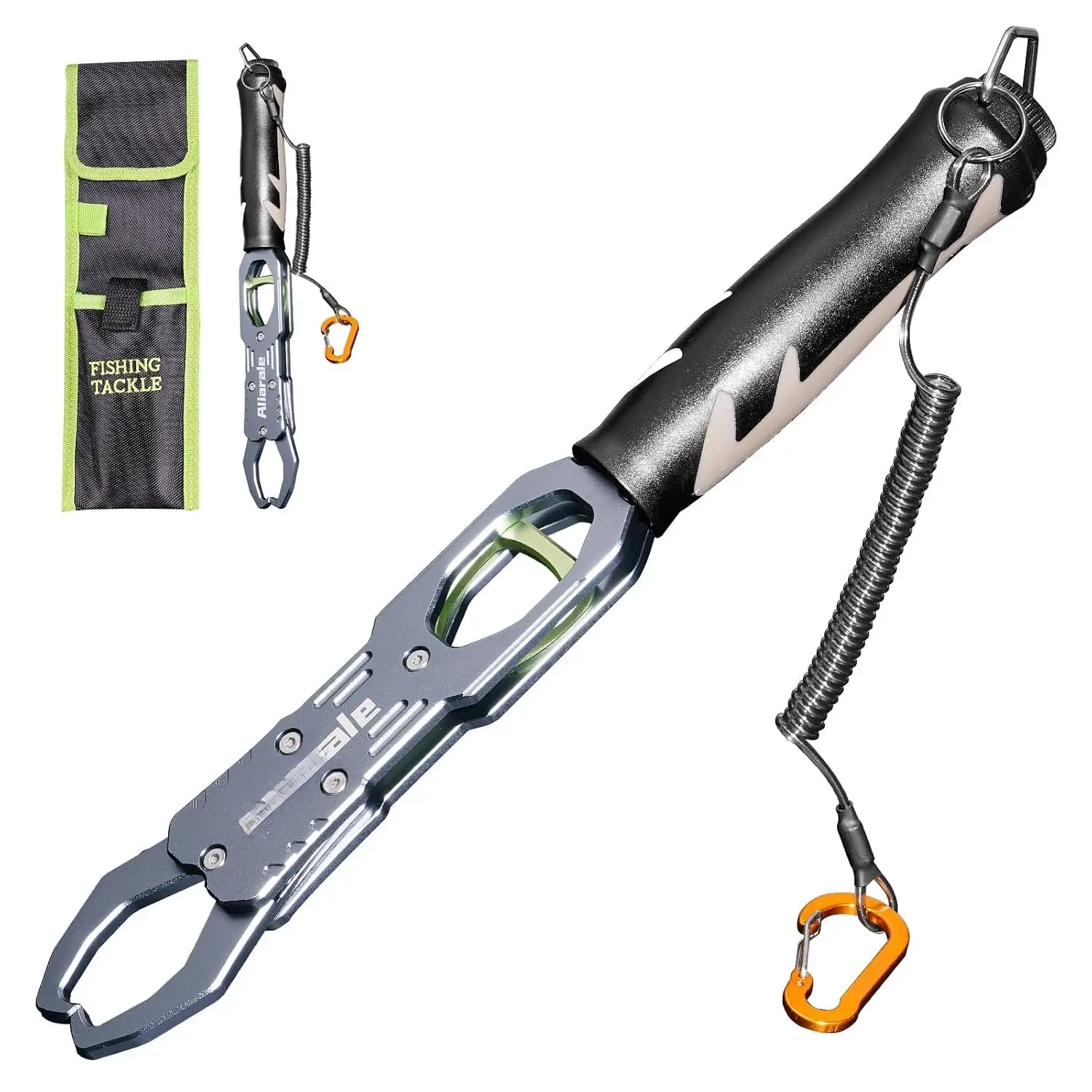Fish Lip Gripper Fish Scales Professional Fish Holder Aluminium Alloy Material Grabber 40 Pound Fish Lip Grip Tool with Weight Scale and 360  Rotation,Fish Grabber Clip Fish Control Tackle
