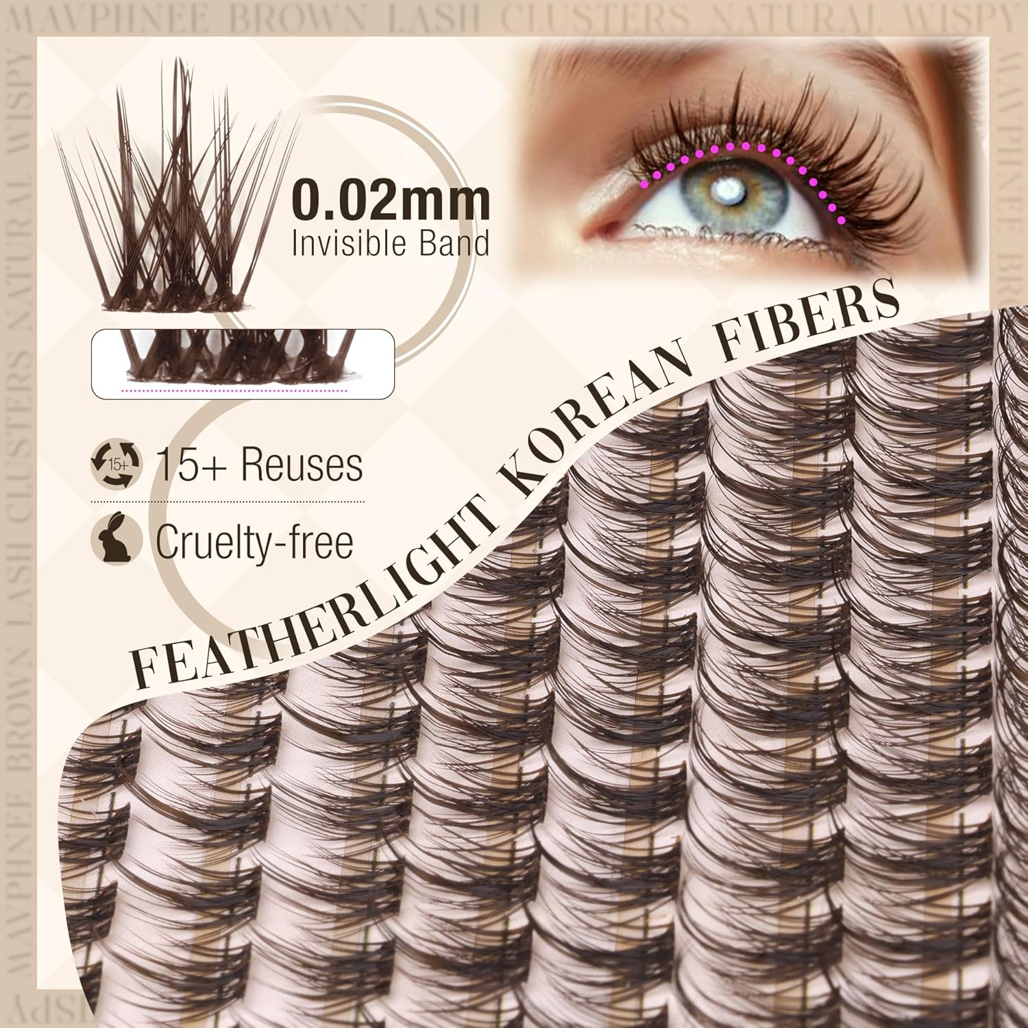 120 Lash Clusters, Natural Wispy Eyelashes, Mixed Lengths 8-16mm, D Curl, Fluffy, Transparent Band, DIY False Eyelashes, DIY Eyelash Extensions