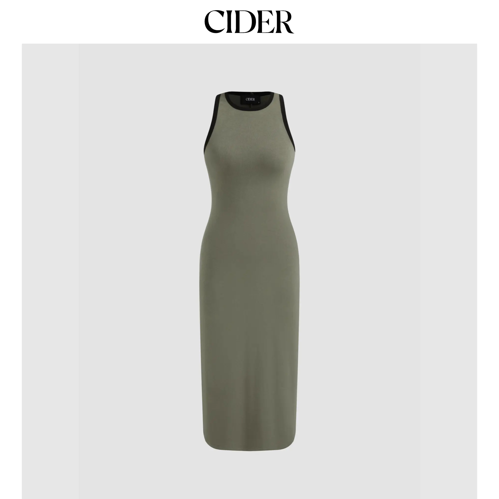 Cider [size 0-10] Round Neckline Contrasting Binding Backless Sleeveless Maxi Dress SohoChic