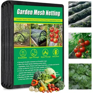10 X 50 FT Thicker Garden Mesh Netting Pest Barrier for Raised Beds, Black Fruit Tree Netting for Cicadas, Bird Insect Blueberry Bush Strawberry Netting Cover for Garden Protection, Shading Rate 30%