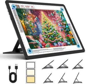 Wireless Rechargeable A4 LED Light Board with Stand, 7100Lux Super Bright Magnetic Light Pad with Side Buttons, Tracing Light Box for Diamond Painting Sketching Drawing