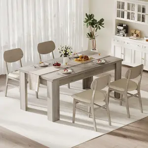 63" Rectangular Dining Table For 4-6 People, Farmhouse Kitchen Table with Thick MDF Tabletop, 4 Triangular Stable Legs, Heavy Duty Load Bearing Large Dinner Table Suitable For Apartment, Dining Room, Kitchen & Small Living Space Home Furniture