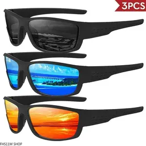 3 Pack Polarized Sports Sunglasses Anti Glare UV400 Protection Oversized Square Aviator Frame Driving Fishing Old Money Aesthetic Mens Active Performance Eyewear