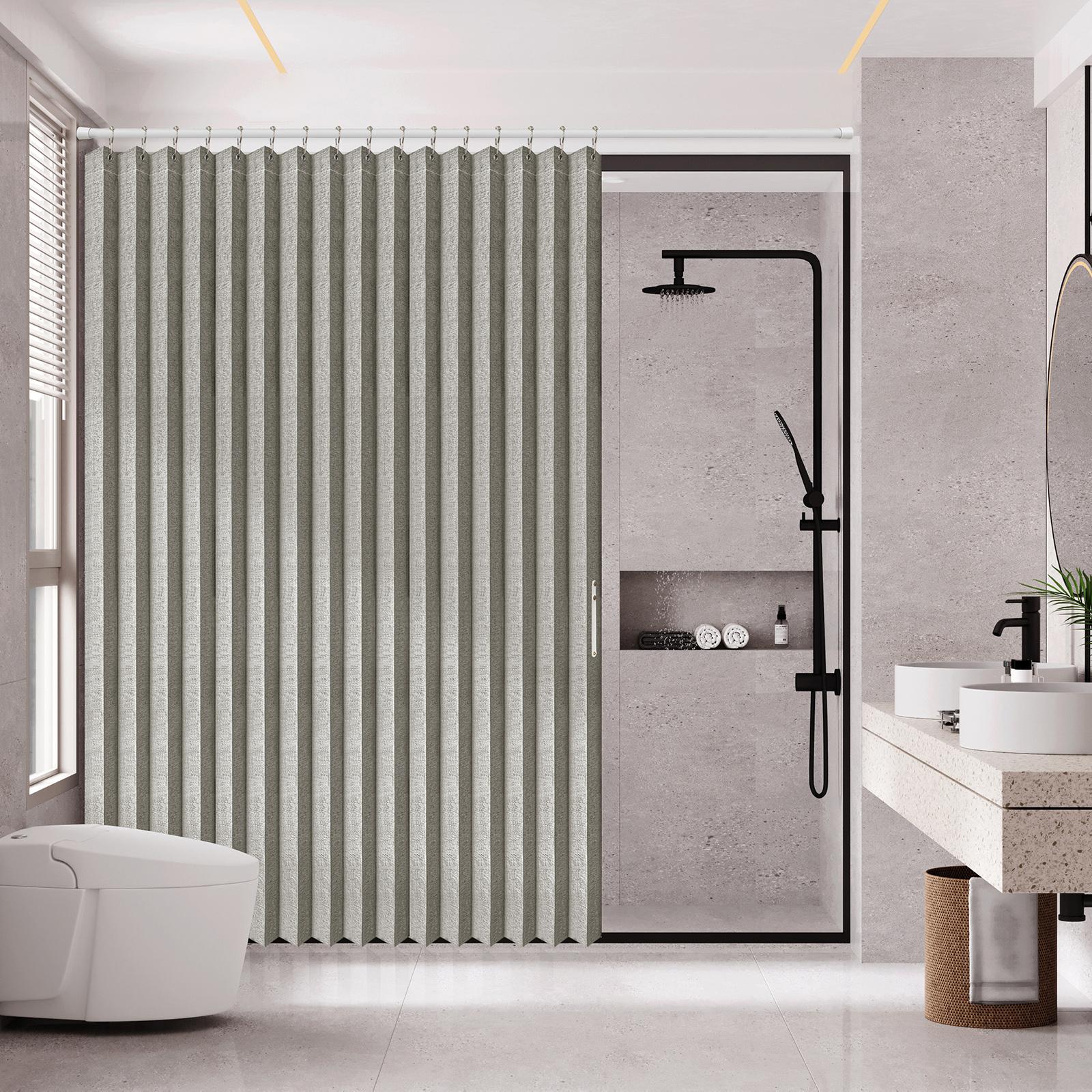 Magnetic Folding Shower Curtain, 1 Count Waterproof & Mildew Resistant Shower Curtain, Bathroom Decoration Supplies for Home Interior, Hotel, Guest House
