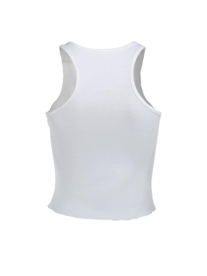 Women's Letter Print Round Neck Tank Top, Casual Streetwear Sleeveless Cropped Top for Summer, Ladies Teen Girls Clothes for Daily Wear