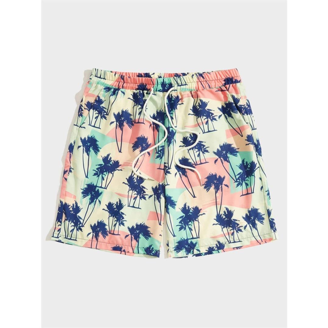 Summer Ice Cream Hawaiian Style Men's Quick-Drying Shorts Breathable Soft Comfortable Loose Plus Size Beach Swimwear Casual Shorts