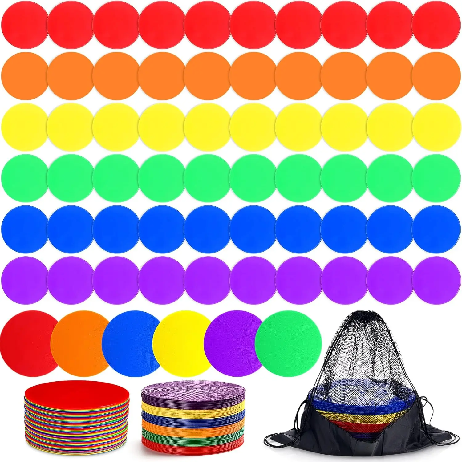Spot Markers Floor Spots with Bag Non Slip Vinyl Poly Dots for Gym Floor Basketball Football Soccer Sports Speed Agility Training Gym Dance