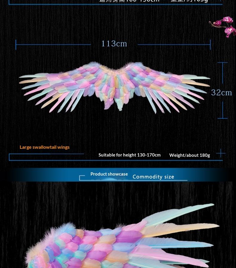 Angel Wings White Feather Swallow-Shaped for Adult Children Halloween Props Bride Flower Girl Costume Party Accessories