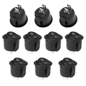 10Pcs Snap-in Round Rocker Switch SPST Mini Toggle Switch 2 Pin 2 Position Black Button Power ON Off Switch AC 10A/125V 6A/250V Used for Auto Car Boat Electrical Switch