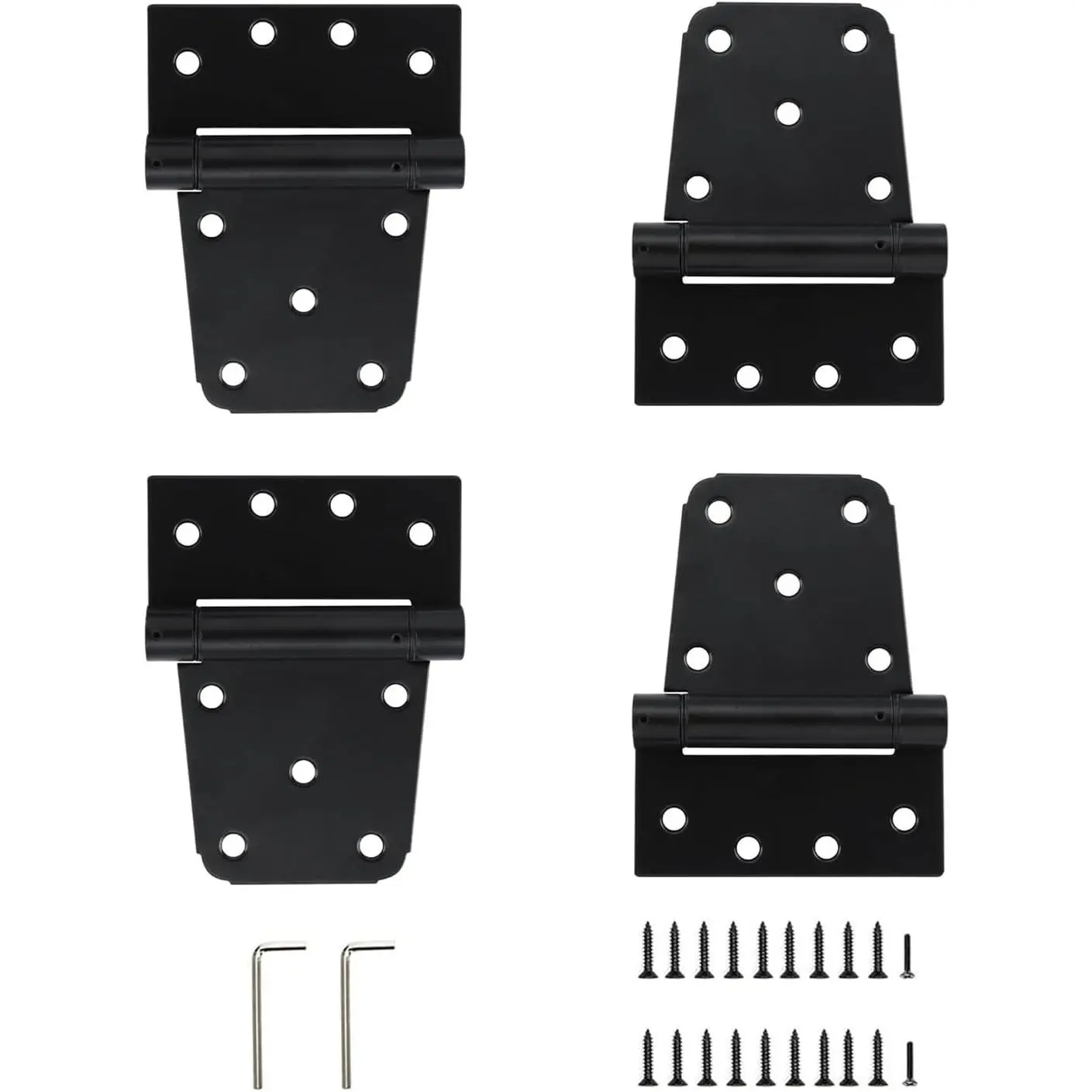 HOME MASTER HARDWARE 4-Pack 3.5" Heavy-Duty Self-Closing Spring T Hinges, Black Steel Automatic Hinges with Screws for Wood Fence Gates, Vinyl Shed Doors