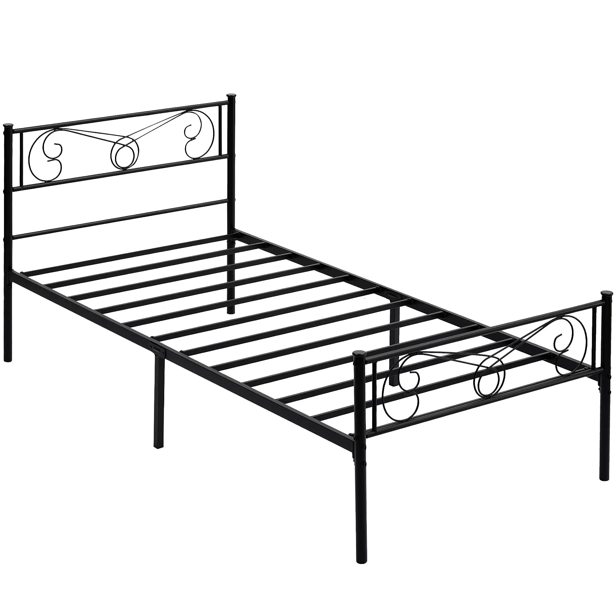 GARVEETwin Size Metal Platform Bed Frame with Headboard and Footboard, No Box Spring Needed, Under Bed Storage Space, Mattress Foundation, Simple Assembly, Modern Style Bed Frame Platform