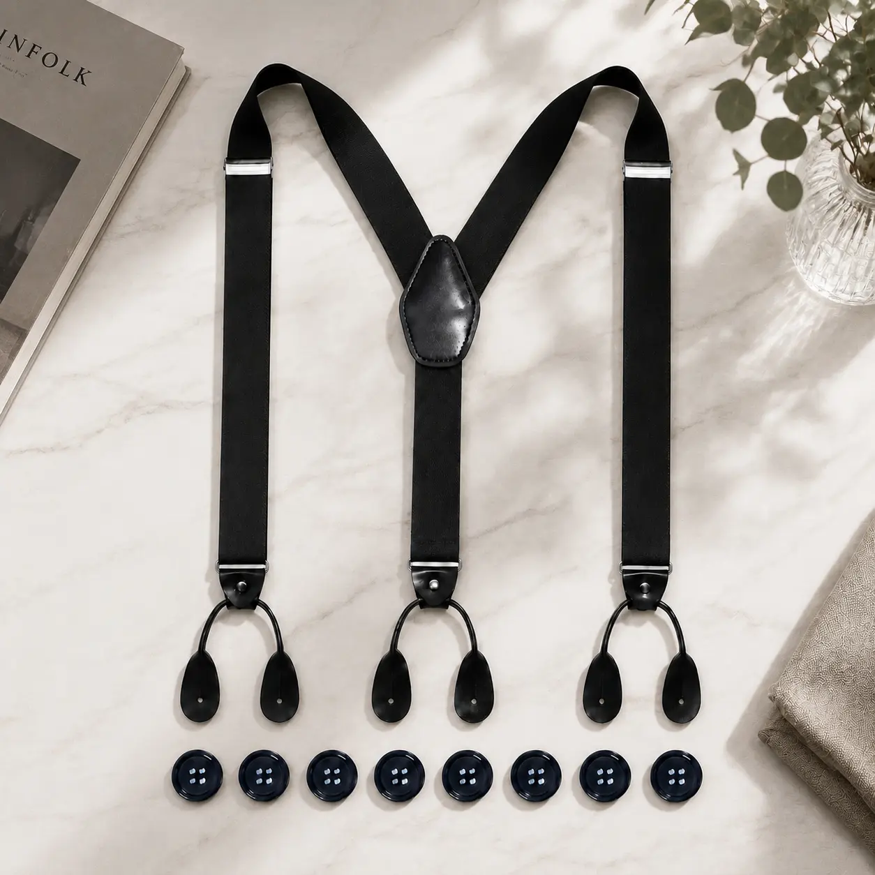 Mens Y Back Trouser Suspenders with Button Loop Fasteners Heavy Duty Stretch Support Straps for Business and Casual Fashion