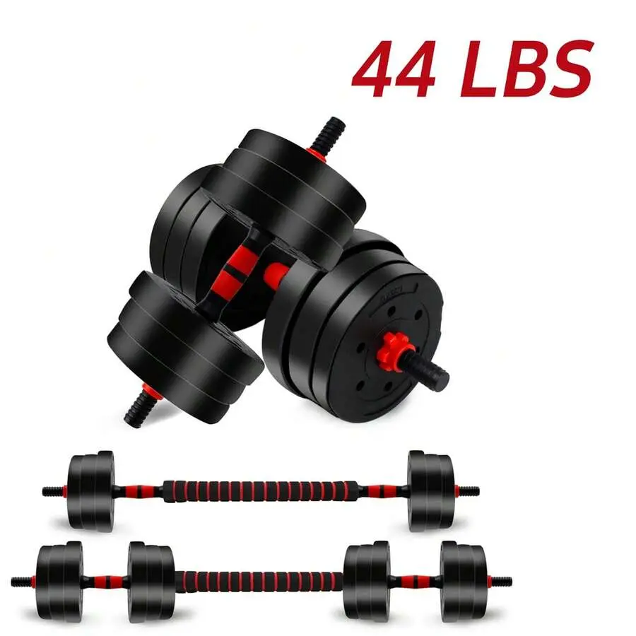 Unisex 44lbs Functional Weights Set with Connector, Adjustable Dumbbells Convertible to Barbell-Push-Up Stand, Ergonomic Anti-Slip Grip for Home Gym Fitness