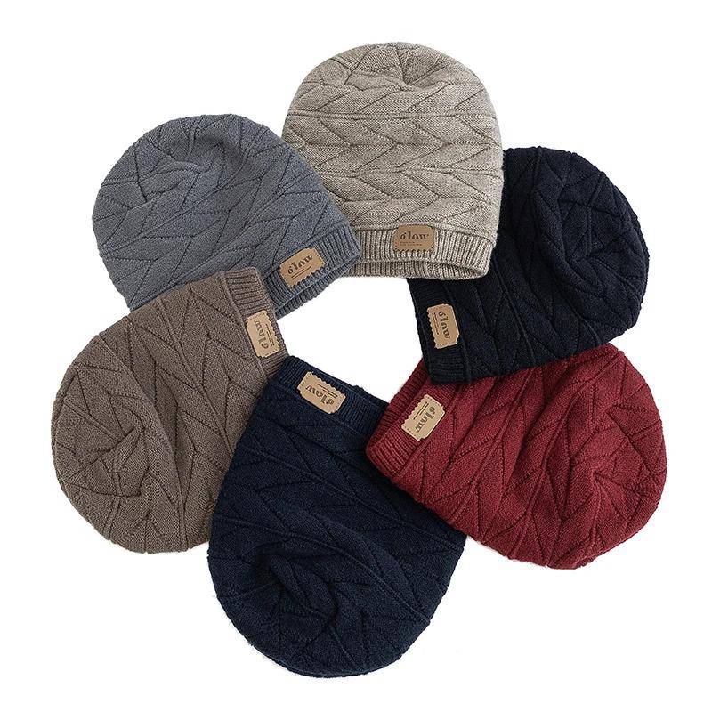 New Unisex Beanie Hats For Men & Women Outdoor Ski Sports Winter Hat Letter Label Decor Plush Fur Lined Warm Knitted Hat