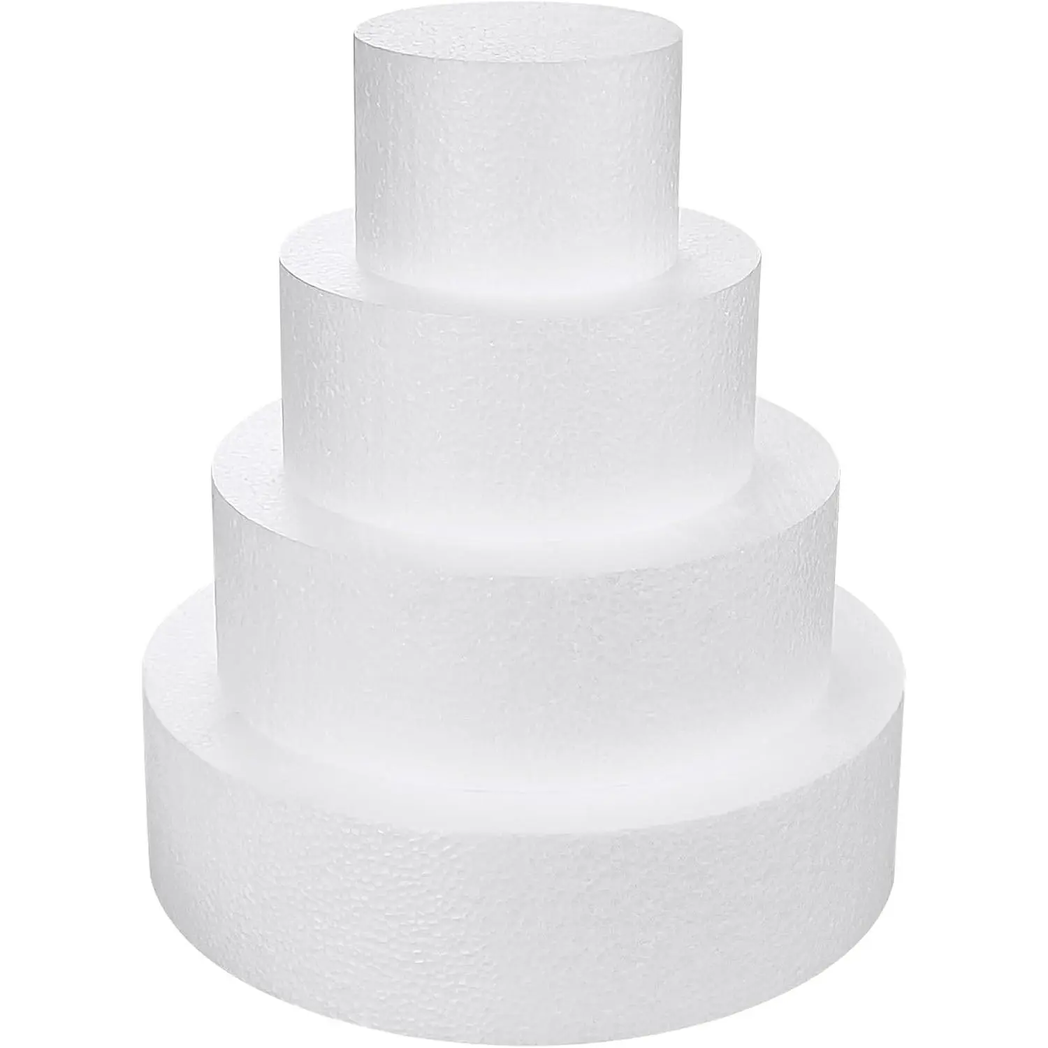 4 Tiers Foam Cake Dummies 4" 6" 8" 10", White Dummy Cakes Styrofoam Sets, 12 Inch Tall Fake Cake, Dummy Cake for Wedding Cake Supplies Decorating Birthday Wedding Display