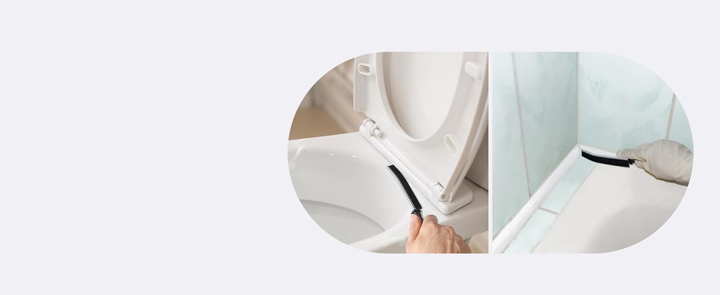 4TH Multi-Purpose Hard Bristle Crevice Cleaning Brush -Deep Reach Gap Cleaning Tool for Household Use -Versatile, Durable, Thin Brush to Clean Tight Spaces -4 Pcs, Black