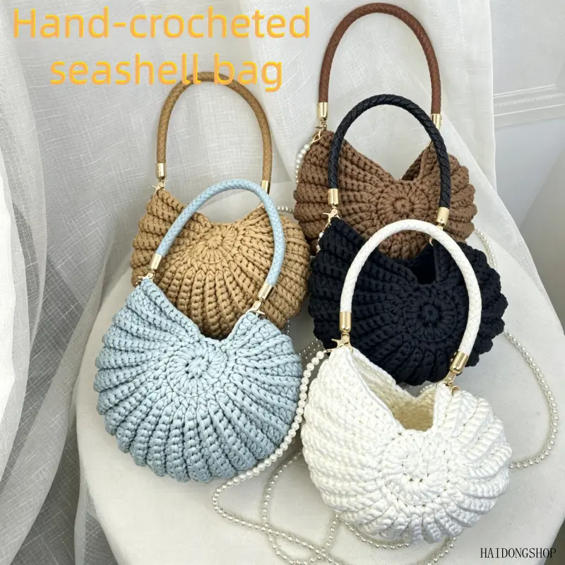 Women Pure Handwoven Straw Beach Bag, Coastal Resort Purse Decorated With Natural Conch & Seashell, Equipped With Detachable Shoulder Strap, Finished Multiway Accessory Wear As Crossbody & Handheld For Summer Seaside Vacation Daily Casual Ou,heart,choker,