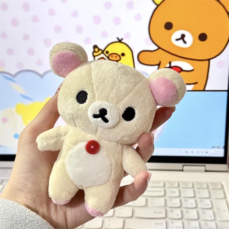 12cm Kawaii Rilakkuma Korilakkuma Plush Toy Keychain Kawaii Brown White Bear Stuffed Bag Charm Cute Birthday Gifts Girl