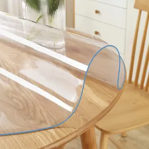 42 Inch Round Clear Table Cover Protector, Thick Plastic Tablecloth Vinyl Easy Clean, Protective PVC Desk Mat Pad for Round Coffee Table Living Dining Room Kitchen Waterproof Heat Resistant