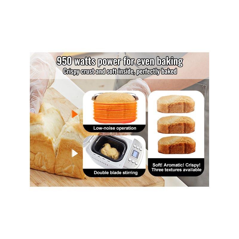 VEVOR Bread Maker, 15-in-1 3LB Dough Machine, Nonstick Ceramic Pan Automatic Breadmaker with Gluten Free Setting, Whole Wheat Bread Making, Digital, Programmable, 3 Loaf Sizes, 3 Crust Colors, White