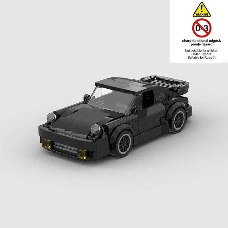 This is a cool retro‑style black sports car MOC building block kit, Diy Building Model, total 359 pieces. Build your own classic vintage race car model at home. Perfect for kids, teen boys and adult car hobby collectors.