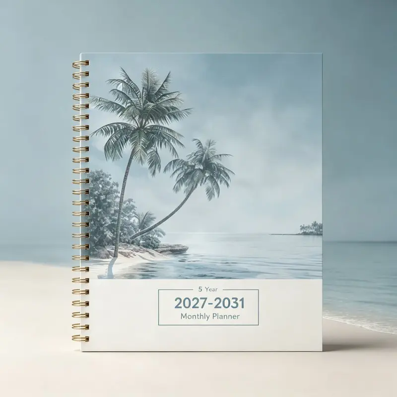 2027-2031 Monthly Planner/Calendar - January 2027 to December 2031, 5-Year Monthly Planner Journal, Island Vacation Vibe Themed Cover Design Notebook, Yearly Calendar Planning, Monthly Tabs, 60-Month Calendar, 5.5 x 8.3 Inches Thick Paper, Elastic Cover,